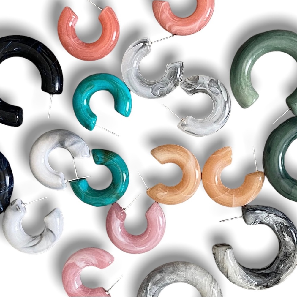 acrylic c-shaped hoop earrings